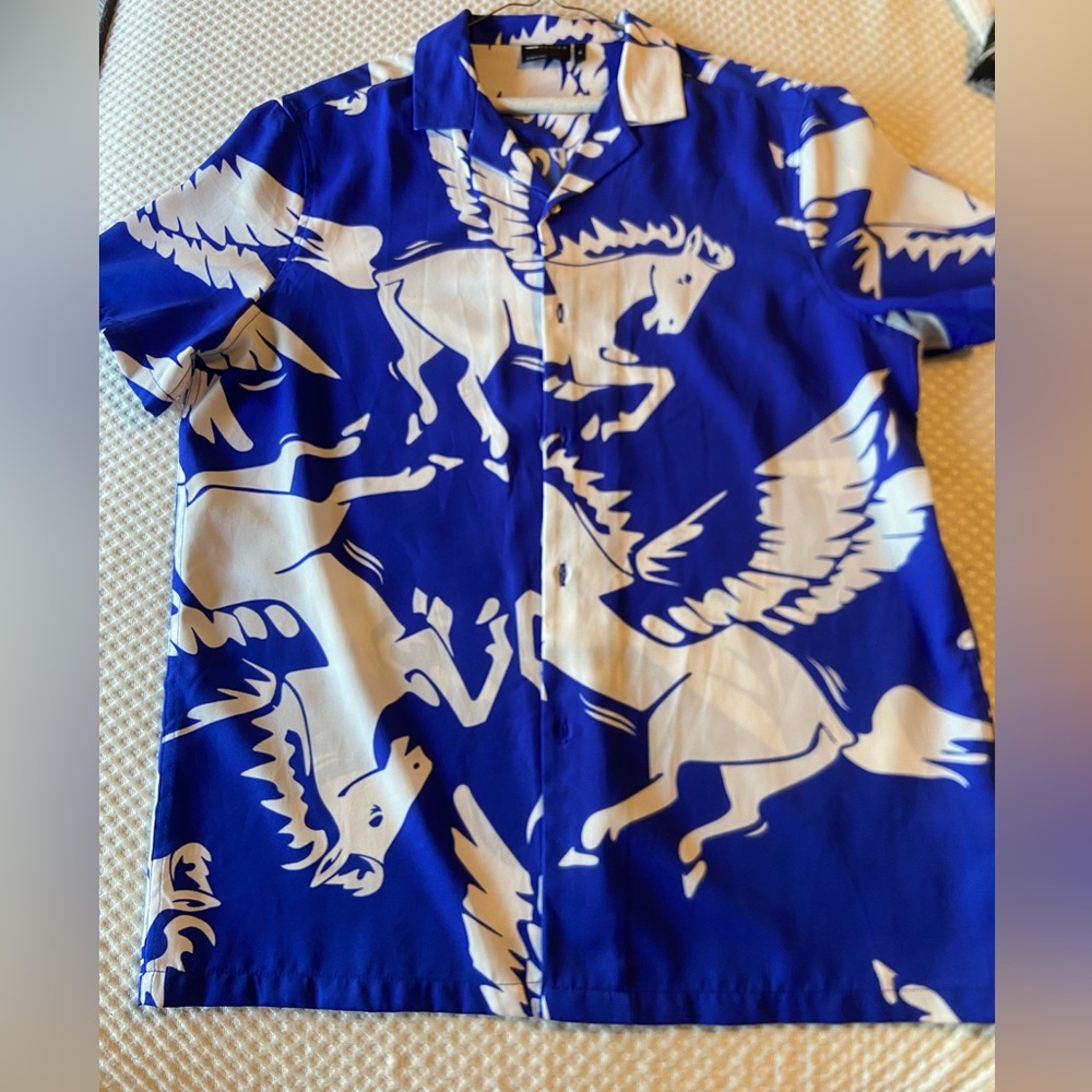 Blue Pegasus Print Men's Shirt